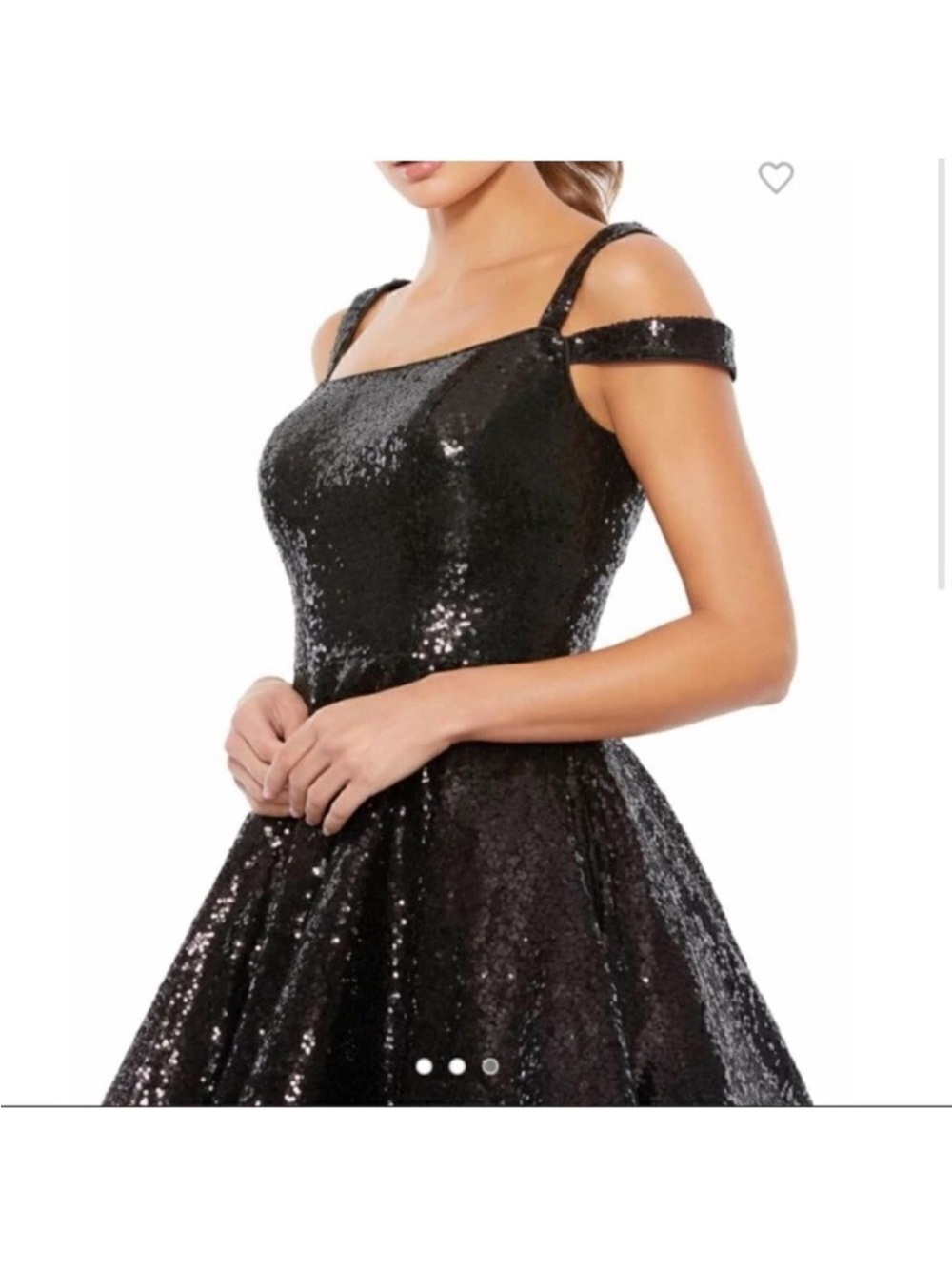 Ieena for Mac Duggal Black Sequin Off-Shoulder A-Line Dress 49484